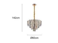 Moderner LED Kronleuchter Gold mit 3-farbigem K9 Kristall Ø 60cm