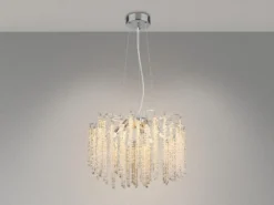 Moderner LED Kronleuchter Silber Chrom mit Glas Kristall Ø 50cm