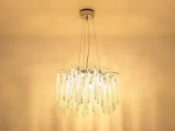 Moderner LED Kronleuchter Silber Chrom mit Glas Kristall Ø 50cm