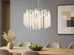 Moderner LED Kronleuchter Silber Chrom mit Glas Kristall Ø 50cm