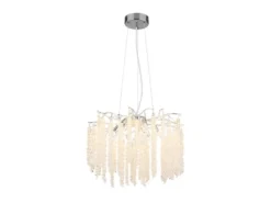 Moderner LED Kronleuchter Silber Chrom mit Glas Kristall Ø 50cm