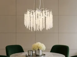 Moderner LED Kronleuchter Silber Chrom mit Glas Kristall Ø 50cm