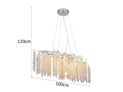 Moderner LED Kronleuchter Silber Chrom mit Glas Kristall, Breite 100cm
