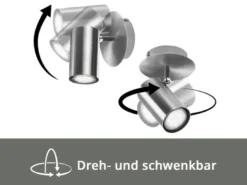 Moderner Wandstrahler FAINAS Silber, Spot schwenkbar mit GU10 LED, Breite 11cm