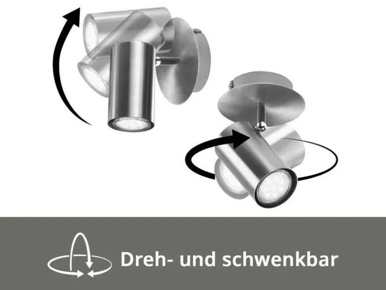 Moderner Wandstrahler FAINAS Silber, Spot schwenkbar mit GU10 LED, Breite 11cm