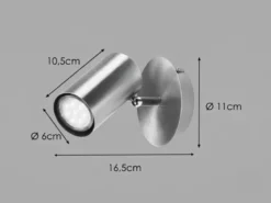Moderner Wandstrahler FAINAS Silber, Spot schwenkbar mit GU10 LED, Breite 11cm