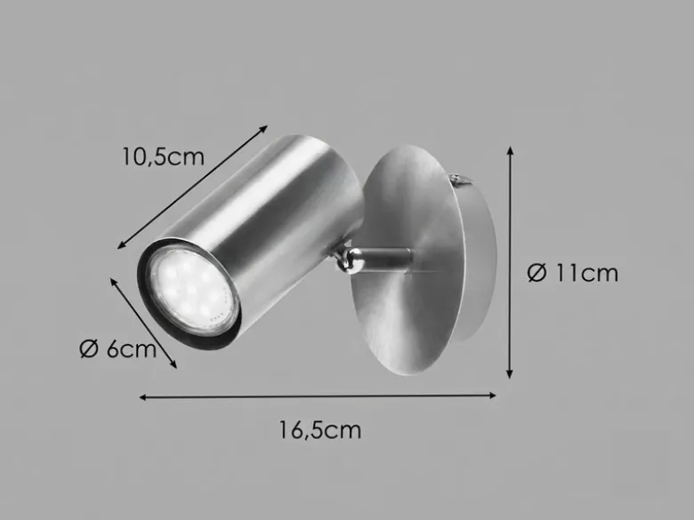 Moderner Wandstrahler FAINAS Silber, Spot schwenkbar mit GU10 LED, Breite 11cm