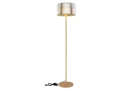 Moderne Stehlampe RUN mit Lampenschirm aus Rauchglas Kristall, Höhe 150cm