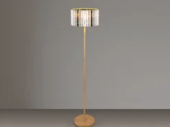 Moderne Stehlampe RUN mit Lampenschirm aus Rauchglas Kristall, Höhe 150cm