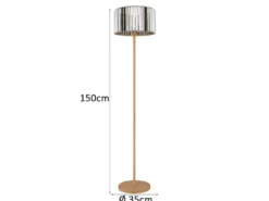 Moderne Stehlampe RUN mit Lampenschirm aus Rauchglas Kristall, Höhe 150cm