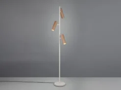 Moderne Stehlampe SOKA mit 3 schwenkbaren Spots, Hellgrau & Coffee, Höhe 150cm