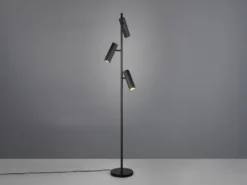 Moderne Stehlampe SOKA mit 3 schwenkbaren Spots, Schwarz, Höhe 150cm