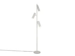Moderne Stehlampe SOKA mit 3 schwenkbaren Spots, Hellgrau, Höhe 150cm