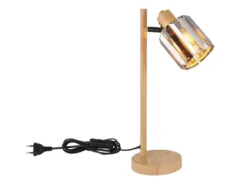 Moderne Tischlampe RUN mit Lampenschirm aus Rauchglas Kristall, Höhe 40cm