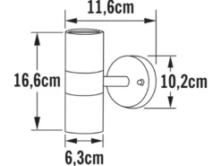 Moderne Up-Down Außenwandleuchte MODENA, Höhe 17cm, Edelstahl