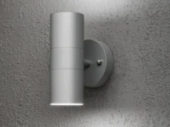 Moderne Up-Down Außenwandleuchte MODENA, Höhe 17cm, Aluminium Grau