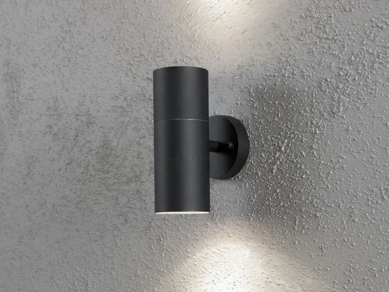 Moderne Up-Down Außenwandleuchte MODENA, Höhe 19,5cm, Aluminium Schwarz