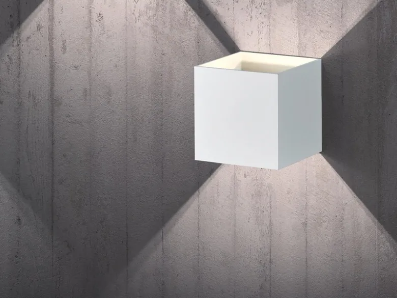 Moderne Up & Down LED Wandleuchte LOUIS Weiß matt, Quadrat 10cm