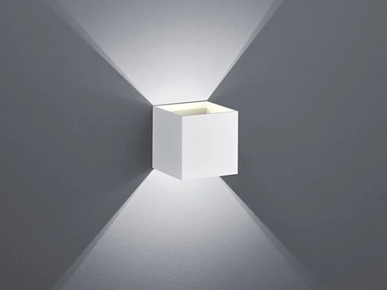 Moderne Up & Down LED Wandleuchte LOUIS Weiß matt, Quadrat 10cm