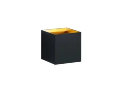 Moderne Up & Down LED Wandleuchte LOUIS schwarz matt / gold, Quadrat 10cm