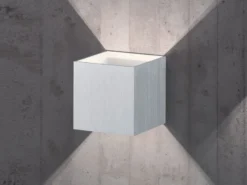 Moderne Up & Down LED Wandleuchte LOUIS Alu gebürstet, Quadrat 10cm