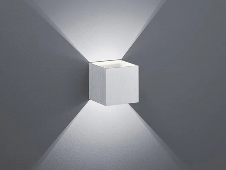 Moderne Up & Down LED Wandleuchte LOUIS Alu gebürstet, Quadrat 10cm