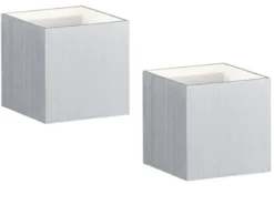Moderne up & down LED Wandleuchten 2er Set Kubus Alu gebürstet, Quadrat 10cm