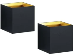 Moderne up & down LED Wandleuchten 2er Set Kubus Schwarz / Gold, Quadrat 10cm