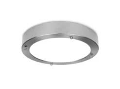 Moderne 12 Watt LED Deckenleuchte fürs Bad aus gebürstetem Stahl & Glas, IP44