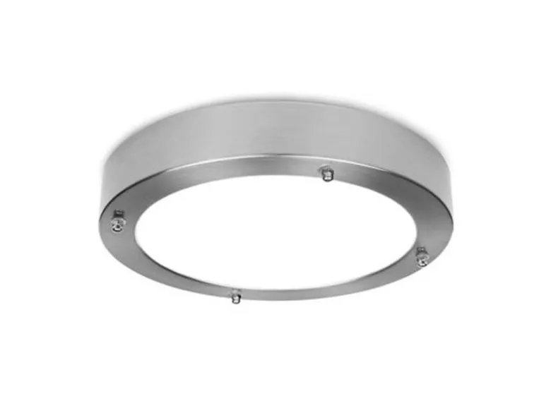 Moderne 12 Watt LED Deckenleuchte fürs Bad aus gebürstetem Stahl & Glas, IP44