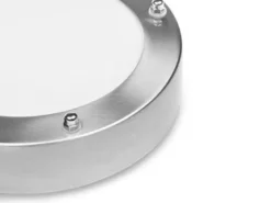 Moderne 12 Watt LED Deckenleuchte fürs Bad aus gebürstetem Stahl & Glas, IP44