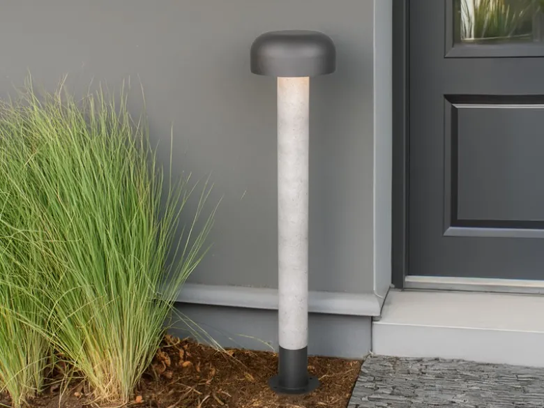 Moderne Wegeleuchte FRASER in Betonoptik & Anthrazit, Höhe 84cm