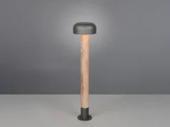 Moderne Wegeleuchte FRASER in Holzoptik & Anthrazit, Höhe 84cm