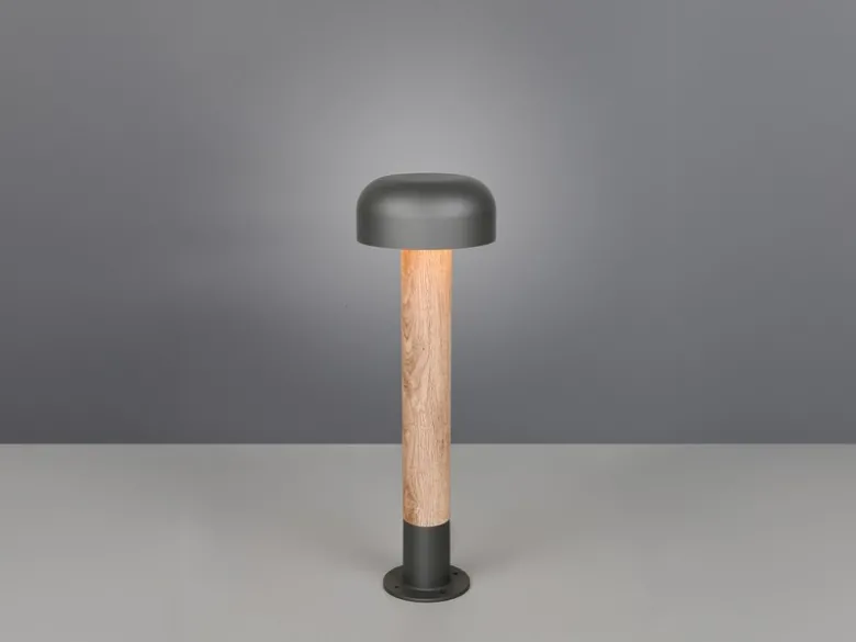 Moderne Wegeleuchte FRASER in Holzoptik & Anthrazit, Höhe 54cm