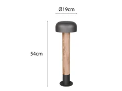 Moderne Wegeleuchte FRASER in Holzoptik & Anthrazit, Höhe 54cm