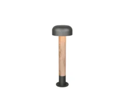 Moderne Wegeleuchte FRASER in Holzoptik & Anthrazit, Höhe 54cm
