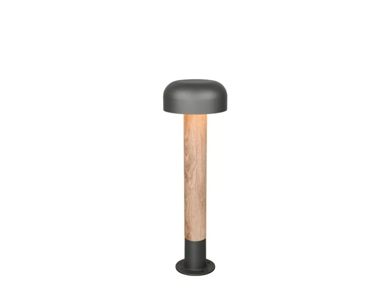 Moderne Wegeleuchte FRASER in Holzoptik & Anthrazit, Höhe 54cm