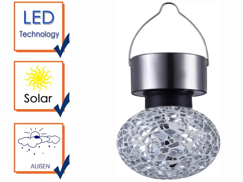 Mosaik Solarleuchte - LED Gartenlaterne zum Aufhängen
