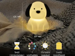 Nachtlicht BENNY BEAGLE per USB aufladbar, dimmbar, 7 Lichtfarben, Höhe 13cm