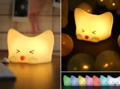 Nachtlicht CATTY CAT, per USB aufladbar, dimmbar, 7 Lichtfarben, mit Soundeffekt