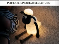 Nachtlicht SHAUN DAS SCHAF per USB aufladbar, dimmbar, 7 Lichtfarben, Höhe 14cm