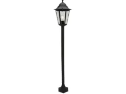 Nostalgische LED Wegeleuchte aus Aluminium in schwarz 125cm Höhe IP44