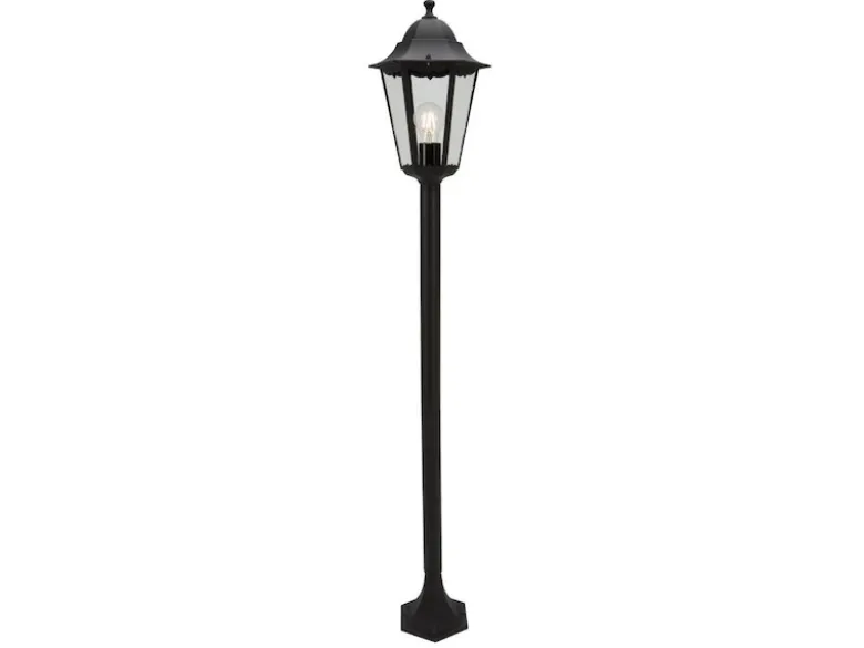 Nostalgische LED Wegeleuchte aus Aluminium in schwarz 125cm Höhe IP44