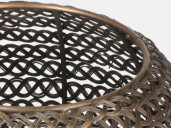 Orientalische LED Tripod Stehleuchte aus Metallgeflecht in Altmessing, H: 140cm