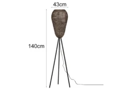 Orientalische LED Tripod Stehleuchte aus Metallgeflecht in Altmessing, H: 140cm