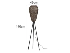 Orientalische Tripod Stehleuchte ZIVA aus Metallgeflecht in Altmessing, H: 140cm