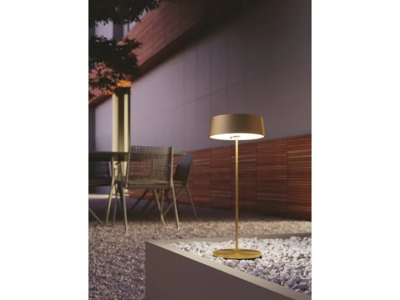Outdoor Akku LED Tischleuchte COCKTAIL Gold, Dimmbar Höhe 29,5cm
