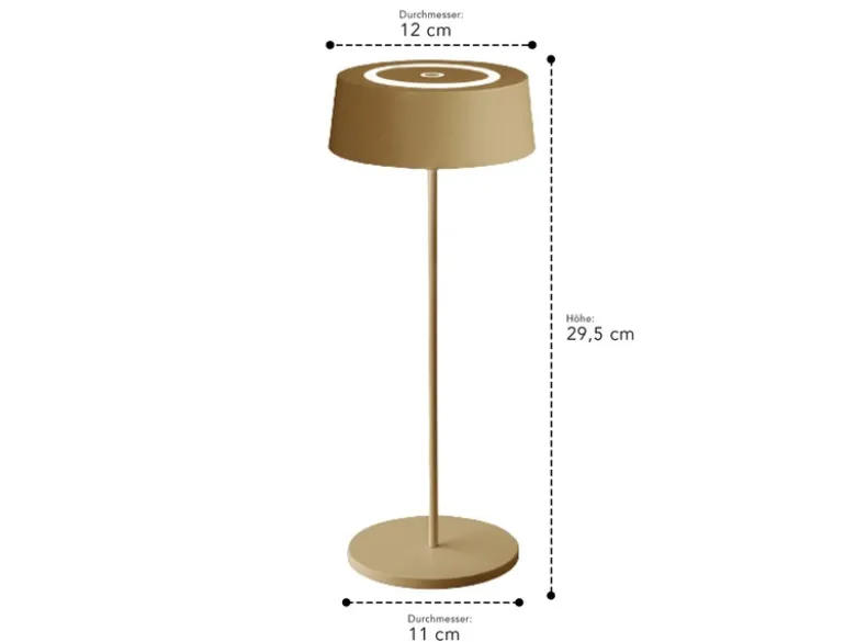 Outdoor Akku LED Tischleuchte COCKTAIL Gold, Dimmbar Höhe 29,5cm