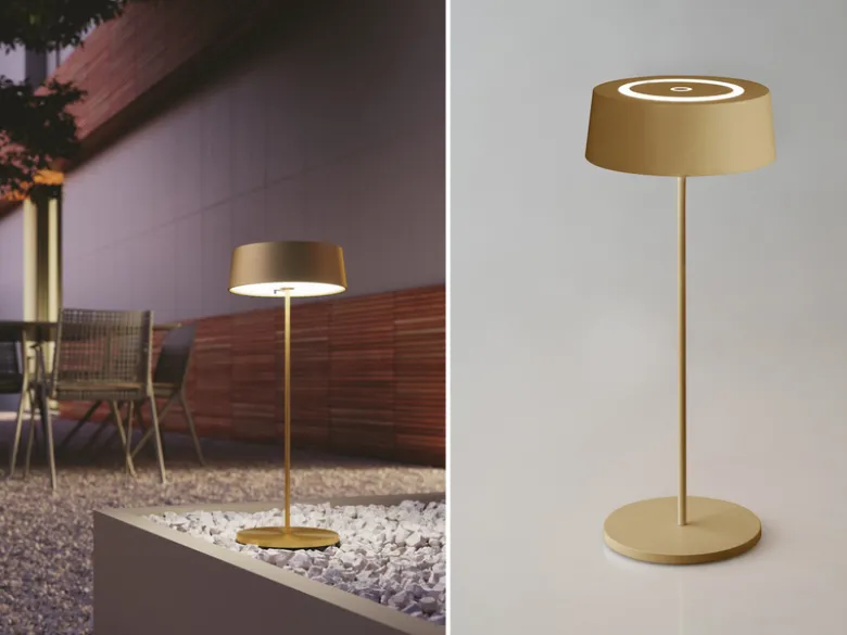 Outdoor Akku LED Tischleuchte COCKTAIL Gold, Dimmbar Höhe 29,5cm