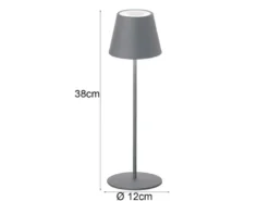 Outdoor Akku Tischlampe COSENZA Grau ohne Kabel mit RGB, Höhe 38cm